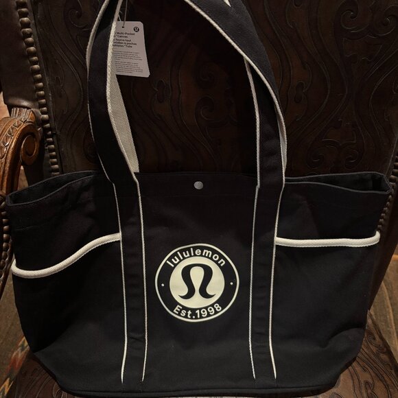 Lululemon Daily Multi-Pocket Canvas Tote Bag 20L - NEW NWT - Black/White Opal - Picture 1 of 10